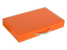 Zaza & Sacci Leather Backgammon Set 15" Luxury Travel Case Orange