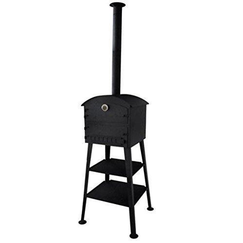 Tidyard Outdoor Pizza Oven, Charcoal Fired with 2 Fireclay Stones, 22.8x24x80.7 Inch Steel Oven with Thermometer and Removable Tray for Backyard Baking and Cooking