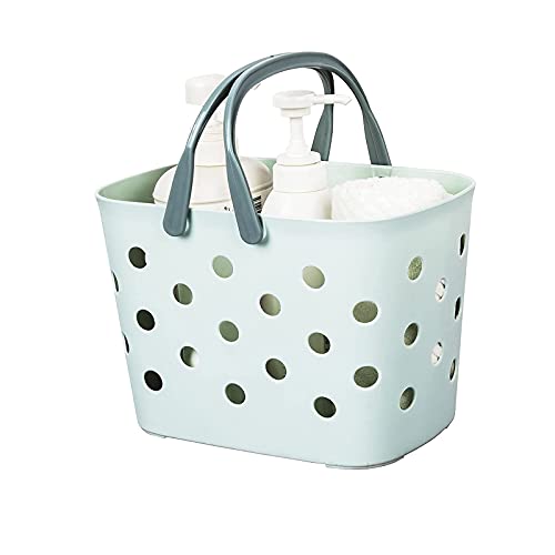 Plastic Storage Basket Collapsible with Handle - Portable Outdoor Picnic Basket Space Saving Storage Basket for Kitchen Shelves Bathroom,Green (Green)