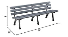 Global Industrial 72" L Plastic Park Bench with Backrest Grey