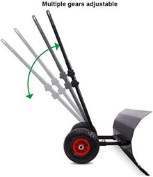 Snow Shovel with Wheels Heavy Duty Rolling Adjustable Snow Pusher with 6-Inch Polypropylene Wheels and Adjustable Aluminum Handle Efficient Snow Plow Suitable for Driveway Or Pavement Clearing