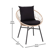 Flash Furniture Rattan 3-Piece Indoor/Outdoor Bistro Set, Tan/Black