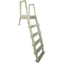 Confer Plastics Step-1X with 8000X Ground to Step Ladder: Above Ground Entry System, Dual Handrails, Slip-Resistant Steps, Supports 300 lbs, Easy Install – Made in USA, Warm Grey with Blue Step-1X