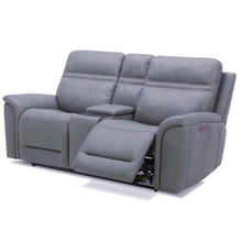 Liberty Furniture Cooper Triple Power Reclining Loveseat with Console - USB Charging Ports, Wireless Charging Pads, Hidden Cupholders - Blue Gray Leather