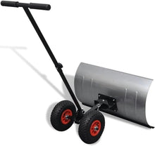 Metal Heavy Duty Snow Plow Shovel Pusher W/Wheels for Driveway Large Big Best Winter Snow Pusher Removal Shovel Tool Set