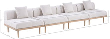 Meridian Furniture 55036Beige-S4A Laguna Collection Modern | Contemporary Outdoor Patio 4Pc. Modular Sofa, Teak Finish Aluminum, Waterproof Olefin Fabric, 142" W x 35.5" D x 28.5" H, Beige