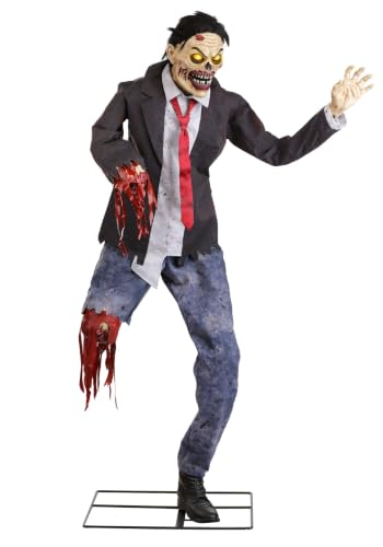 Fun Costumes Hopps the Dismembered Zombie Halloween Animatronic Outdoor Haunted House Decoration with LED Eyes and Motion Sensor Standard