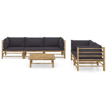 GFMGUEMV 6 Piece Bamboo Patio Lounge Set with Dark Gray Cushions