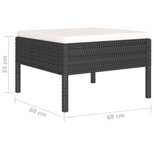 MNISDFL 6 Piece Patio Lounge Set with Cushions PE Rattan Black