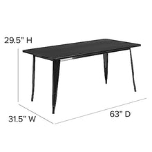 Flash Furniture 63" x 31.5" Metal Indoor-Outdoor Table, Black