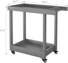 HXYONGN Double-Shelf Grill Table, Portable Trolley with 4 Wheels and Towel Rack, Multifunctional Outdoor Kitchen Cart for Garden and Bar Storage(Grey)