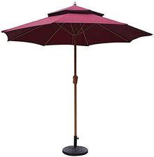 MidiLi Sun Parasol Umbrella Garden Parasols 9ft / 270cm Double Top Garden Patio Umbrella with Crank Handle, Sun Shade Waterproof Protection for Terrace, Balcony, Pool, Beach