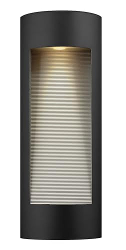 Hinkley Luna Large Wall Mount Outdoor Lantern, Aluminum, Etched Glass Lens, ADA, Dark Sky Compliant, Satin Black Finish