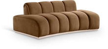 Meridian Furniture 44093Saddle-L Jace Collection Art Deco Loveseat, Ultra Luxe Saddle 460 GSM Velvet, Natural Finish Rubberwood Base, Eucalyptus Wood Frame, Tufting, 78.5" W x 38.5" D x 28" H, Saddle