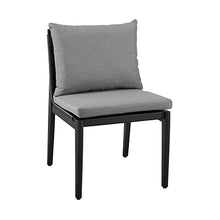 Armen Living Grand Outdoor Patio Dining Chairs in Aluminum with Grey Cushions - Set of 2