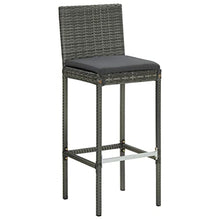 KUPTYERFG 7-Piece Outdoor Bar Set, Gray PE Rattan Garden Patio Dining Table and Stools with Cushions, Rectangular High Top Bistro Set for Backyard Balcony and Terrace