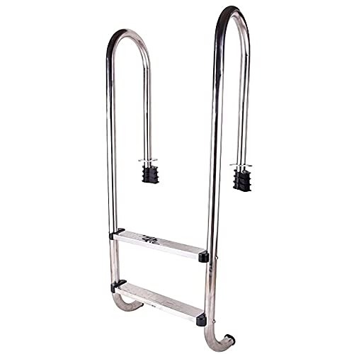 Swimming Pool Handrail Stainless Steel Pool Ladder with Slip Protection Tube Wall Thickness 1mm Quick Mount Base Need to be Embedded/Silver / 3 Step (Silver 3 Step) (Silver 2 Step)