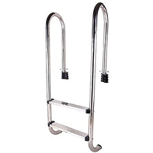 Swimming Pool Handrail Stainless Steel Pool Ladder with Slip Protection Tube Wall Thickness 1mm Quick Mount Base Need to be Embedded/Silver / 3 Step (Silver 3 Step) (Silver 2 Step)