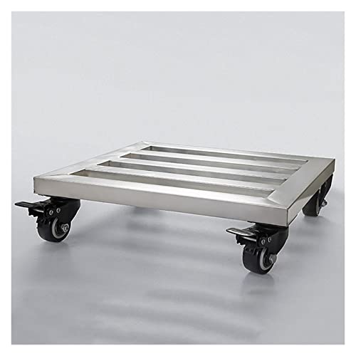 SDVantage Metal Planter Flower Pot Caddy with Rolling Wheels Plant Potted Stand Square Flower Pot Rack On Rollers Dolly Holder Indoor Outdoor Planter Trolley Casters,Silver-45Cm