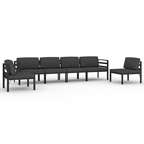 KTHLBRH 6 Piece Patio Lounge Set with Cushions Aluminum Anthracite