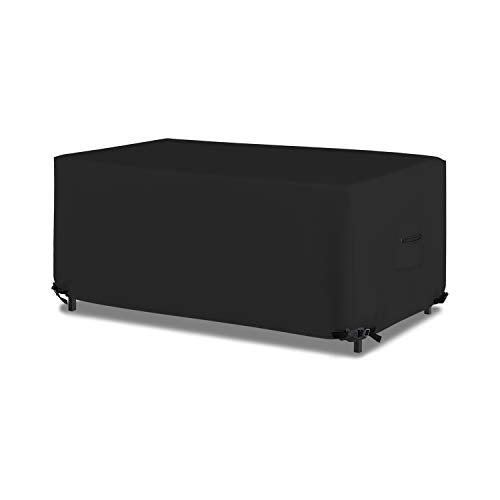 Covers & All Rectangular/Oval Outdoor Table Cover 18 Oz Waterproof - Rectangle Table Cover with 100% Weather Resistant - with Air Pocket and Drawstrap for Snug Fit (108" W x 50" D x 24" H, Black)