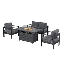 Wisteria Lane 4-Piece Aluminum Patio Furniture Set with 54-Inch Propane Fire Pit Table Dark Grey