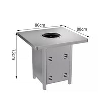 Round Bar Table Modern Bistro Pub Tables,BBQ Work Kitchen Stainless Steel Non-Slip Feet Pads Slotted Countertop Design(E80CM)