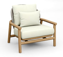 TeakStation 1 Pc Teak Wood Lounge Chair Set: Lounge Chair with Cushions in Outdoor Sunbrella Fabric #5404 Canvas Natural