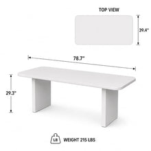 Modern Indoor/Outdoor Matte White 78.7" Rectangular Poly-Fiber Dining Table