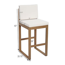 Christopher Knight Home Gree Outdoor Counter Height Bar Stools Set of 2 with Cushion, Acacia Wood Patio Barstool for Kitchen Island, Wooden Armless Counter Stool with Footrest, Light Beige+Light Brown