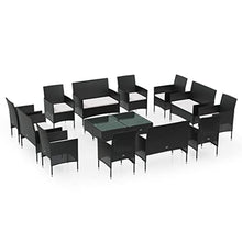 YUHI-HQYD 16 Piece Patio Lounge Set with Cushions,Backyard Decor,Backyard Sofa Suit,Outdoor Furniture,Outdoor Couch,Suitable for Balcony, Backyard, Patio, Garden, Poolside, Poly Rattan Black