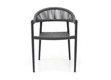 Whiteline Modern Living Leyla Indoor/Outdoor Dining Armchair, Aluminium in Gray, 6mm oifen Rope seat and Back in Gray, Stackable (Set of 4)