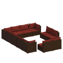 LDEWOAMEG 12 Piece Patio Lounge Set with Cushions Brown Poly Rattan