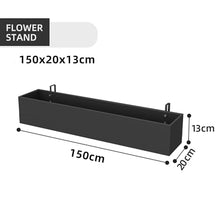 MOFGOE Metal Hanging Flower Pots for Railing Fence, Wrought Iron Large Box Planters, Rectangular Vegetable Plant Planter Boxes, for Indoor Outdoor,Black,150x20x13cm