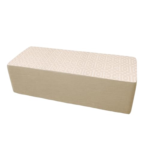 FDP 24" x 60" Rectangle Oversized Outdoor Ottoman Featuring Sunbrella Two-Tone - Weather-Resistant, Fade-Resistant, Assembled Patio Furniture for Backyard, Poolside Seating, 18" H - Flax/Sand