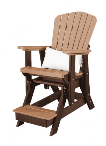 DutchCrafters Slat Fan Back Poly Balcony Adirondack Glider with Footrest Outdoor Patio Chair (Tudor Brown & Cedar)