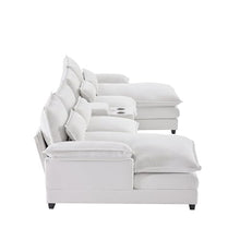 FANYE Multifunctional Modular Sectional Sofa with Storage, Cupholders, USB Ports White 123