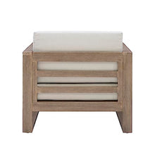 Linon Silas Natural Eucalyptus Outdoor Chair with Beige Cushions