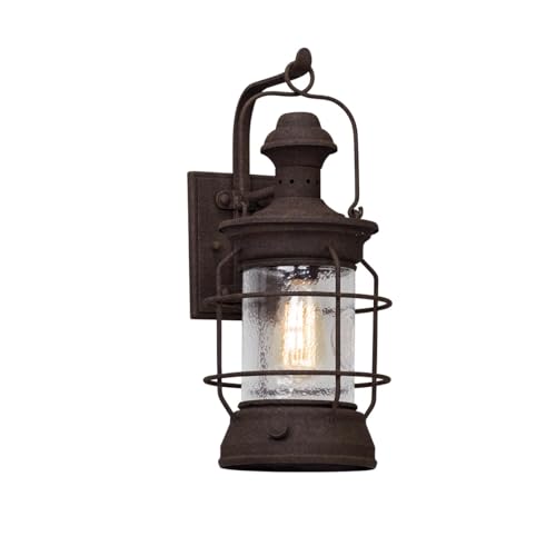 Troy Lighting Atkins 1-Light Wall Sconce | Heritage Bronze Finish | Made of Hand-Crafted Iron and Aluminum & Glass | Wet-Rated for Outdoor Use | 8" W x 18" H Profile | B5052-HBZ