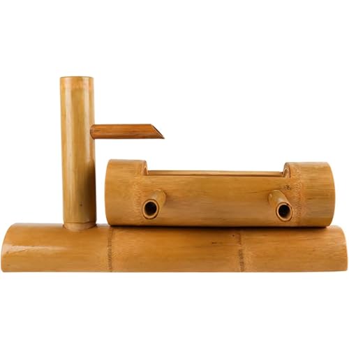GenSDH Handmade Bamboo Fountain, Zen Water Feature with Drinking Spout, Outdoor Garden Water Sprinkler, Feng Shui Ornament with Pump, for Bird Bath, Patio, Balcony, Lawn, Pond,31.5in
