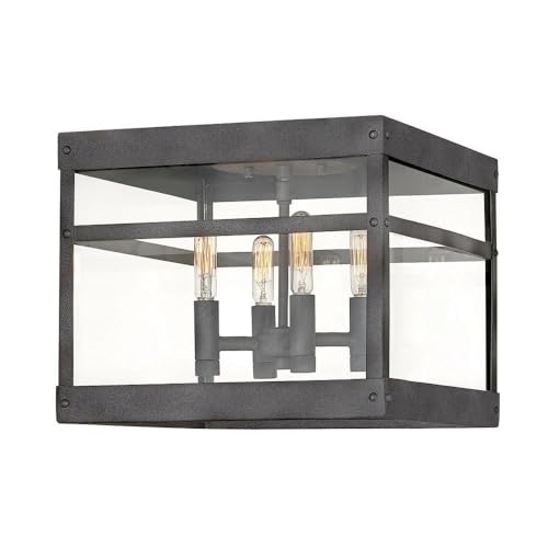 Bailey Street Home 4 Light Medium Outdoor Flush Mount in Transitional Style 12 inches Wide by 12 inches High-Aged Zinc Finish Transitional Outdoor Ceiling 81-Bel-3088086