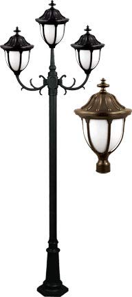 DABMAR LIGHTING GM5525-LED16-BZ Showcase Post Light Fixture 3 X 16 Watt LED 85-265 Volts, Bronze
