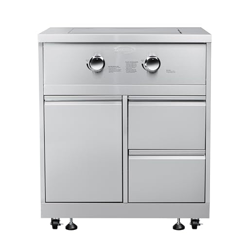 KoolMore 32 in. Outdoor Kitchen Liquid Propane Side Burner with Bottom Cabinet in Stainless-Steel (KM-OKS-SBC)