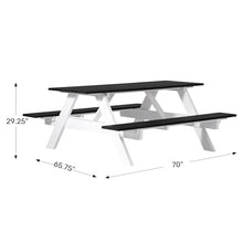 WestinTrends Outdoor 70" HDPE Plastic Picnic Table Bench with Umbrella Hole, Gray