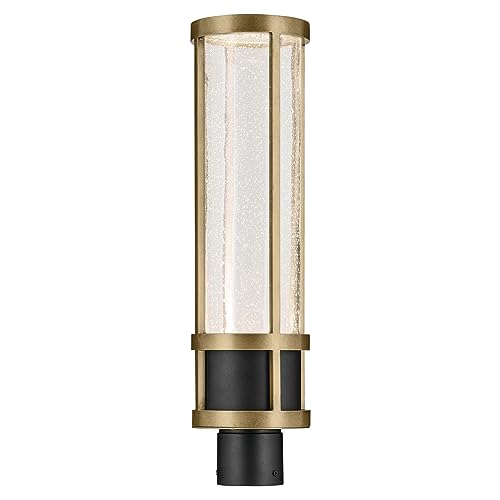 Kichler Camillo LED Textured Black with Natural Brass Modern Outdoor Post Light with Clear Seeded Glass for Outdoor Posts