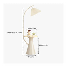 ZHONGCHENGWU Floor Lamp Home Floor Lamp with Table, Mid-Century Modern Nightstand or Side Table with LED Bulb(Black)