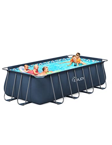 Evajoy Metal Frame Swimming Pool Set Blue