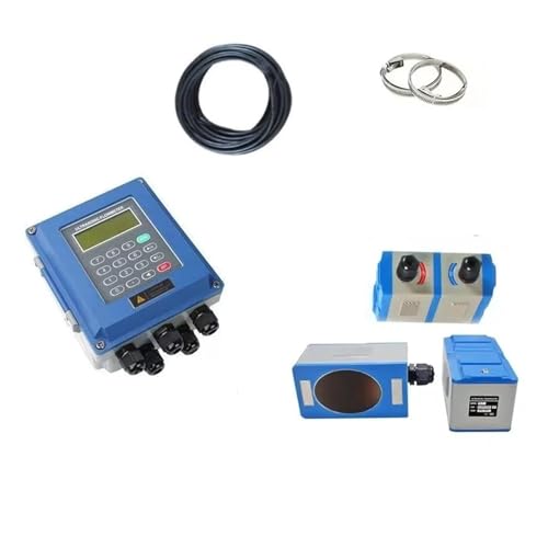 Water Flow Meter, TUF-2000B TS-2 TM-1 TL-1 Wall Mounted Ultrasonic Water Flowmeter IP67 BTU Meter Liquid Flow Speed Tester 15-6000mm,for Outdoor Garden Hose Watering(Host TM-1 TL-1)