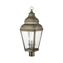 Livex Exeter Collection 2606-01 Transitional Three Light Post-Top Lantern Antique Brass