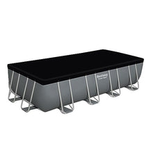 Bestway Power Steel Rectangular Metal Frame Swimming Pool Set Gray